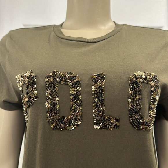 POLO RALPH LAUREN BEADED LOGO  T-SHIRT. DEFENDER GREEN. - Picture 3 of 7